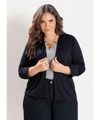 Marguerite Cardigan Xadrez Lilás com Faixa Grátis Plus Size 