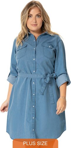 vestido jeans plus size malwee