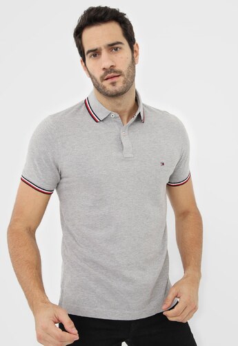 camisa polo tommy cinza