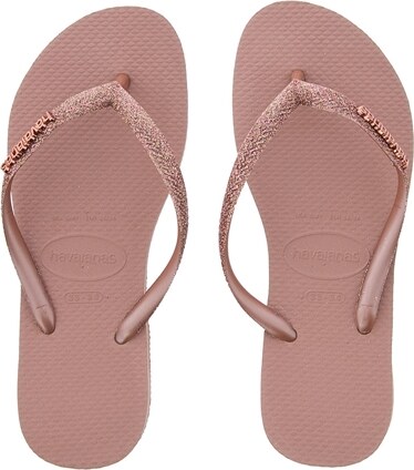 chinelo havaianas glitter rosa