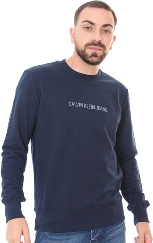 Moletom Calvin Klein Jeans Masculino Classic Front Azul Marinho -  
