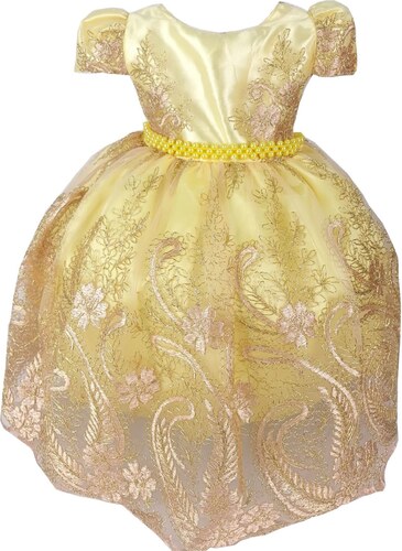 Genérico Vestido Infantil Rainha Realeza Bela e a Fera Luxo Festa  Aniversário 1 a 3 Anos Amarelo 