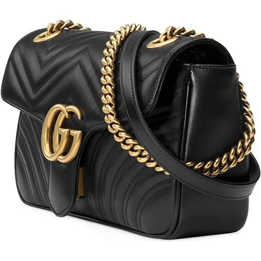 Gucci Bolsa GG Marmont pequena matelassê - Preto - Yu Bolsas