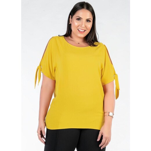 Blusa Plus Size Amarela com Lastex - Mink