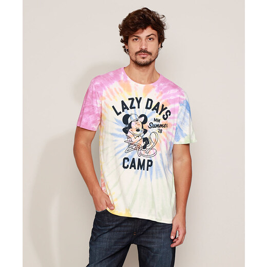 C&A Camiseta Estampada Tie Dye Super Saiyajin Manga Curta Gola Careca Preta  