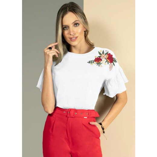 Quintess - Blusa em Camadas Mini Floral com Mangas Curtas - Faz a Boa!