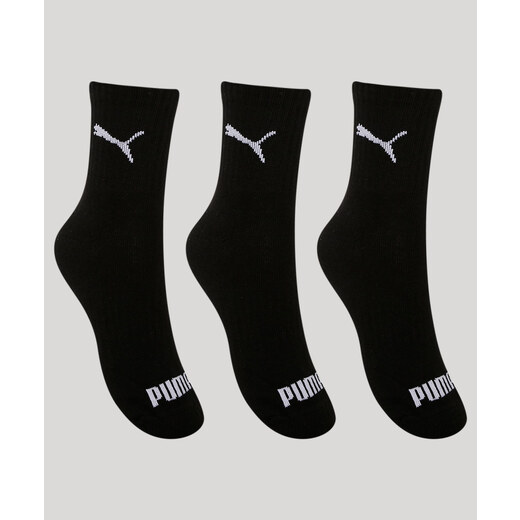 C&A Kit de 3 Pares de Meias Masculinas Cano Médio Puma Preto 