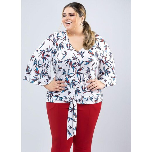 Donna Peck Blusa Ampla com Amarração Estampado