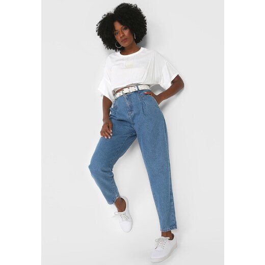 Calça Cropped Jeans Sawary Slim Pregas Azul