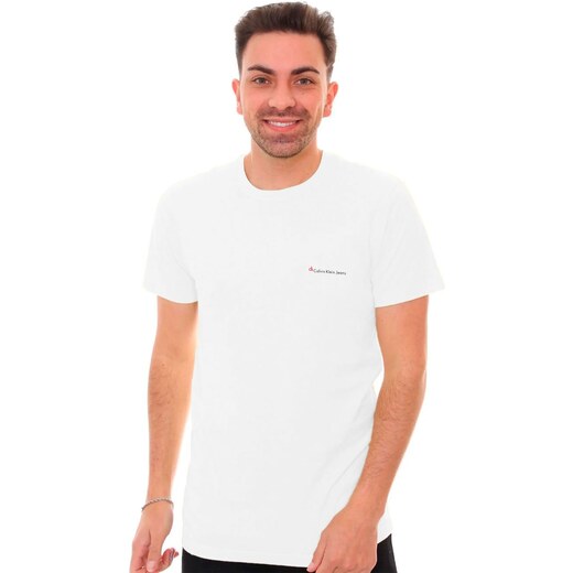 Camiseta Calvin Klein Jeans Masculina Acronym Logo Branca 