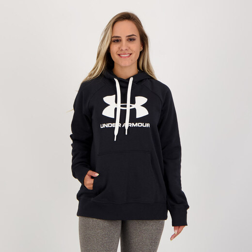 under armour women's rival fleece metallic moletom com capuz