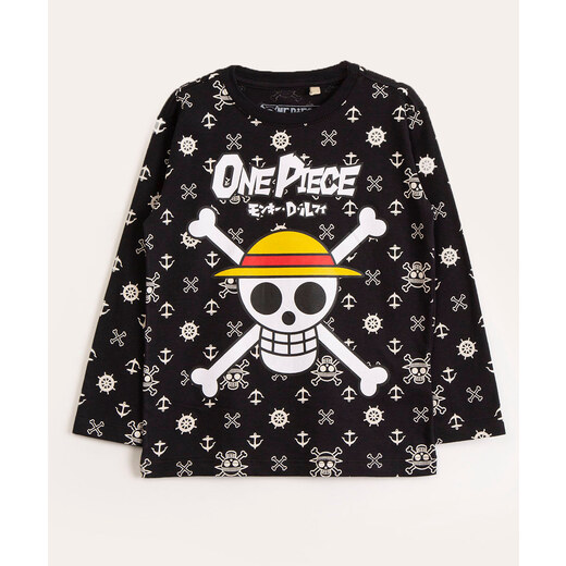 Camiseta Infantil com Estampa Luffy One Piece - Tam 5 a 14 Anos Branco