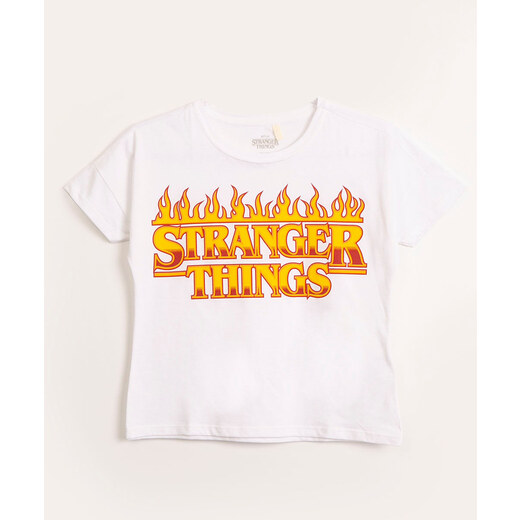 T-shirt estampada em algodão - Rosa claro/Stranger Things - CRIANÇA