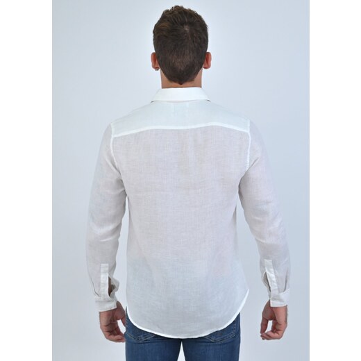 Camisa Calvin Klein Regular Cannes Linen ML Branco 