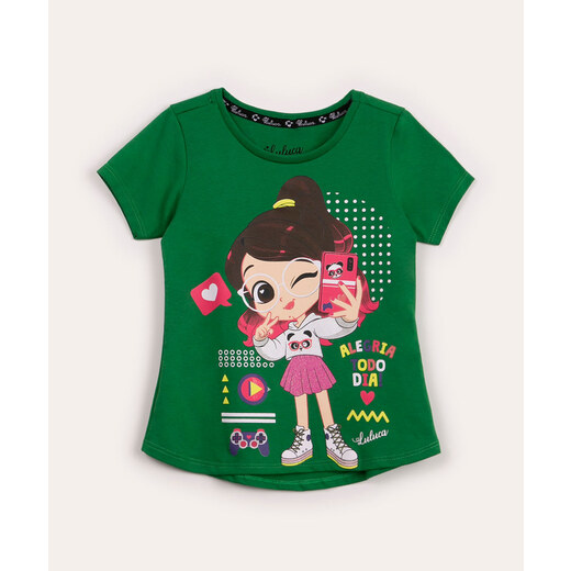 blusa de algodão infantil luluca manga longa azul - C&A