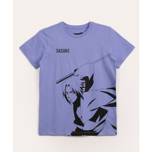 Camiseta Infantil Menino Manga Curta Naruto Com Estampa Sasuke