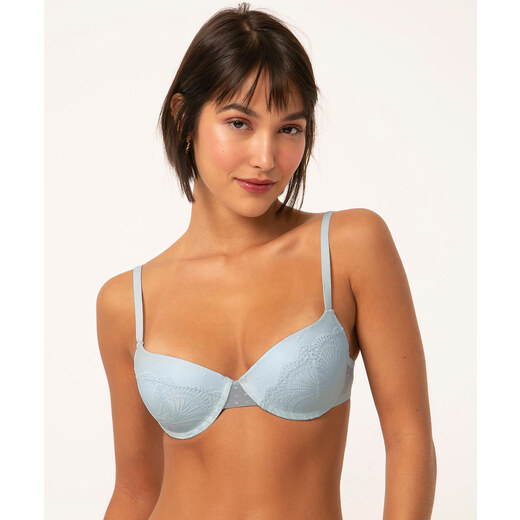 C&A sutiã push up de renda com bojo azul claro 