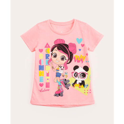 blusa de algodão infantil luluca manga longa azul - C&A