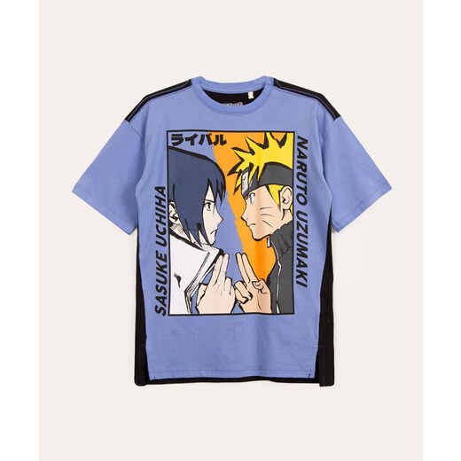 Camiseta Infantil Menino Manga Curta Naruto Com Estampa Sasuke