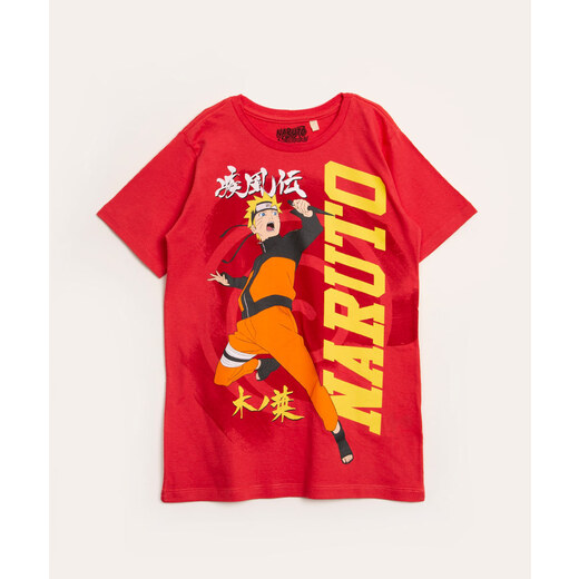 C&A Camiseta Juvenil Estampada Nuvens Naruto Manga Curta Preta 