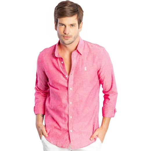 Camisa Sergio K Regular Linho Casual Azul Royal Mescla