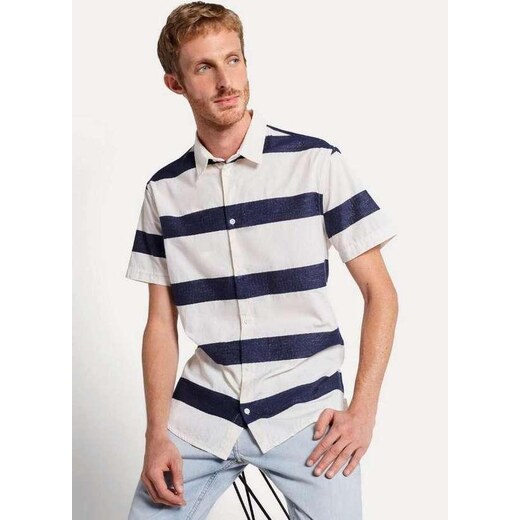 Camisa Tommy Hilfiger Masculina Manga Curta Regular Classic Poplin Azul  Marinho 