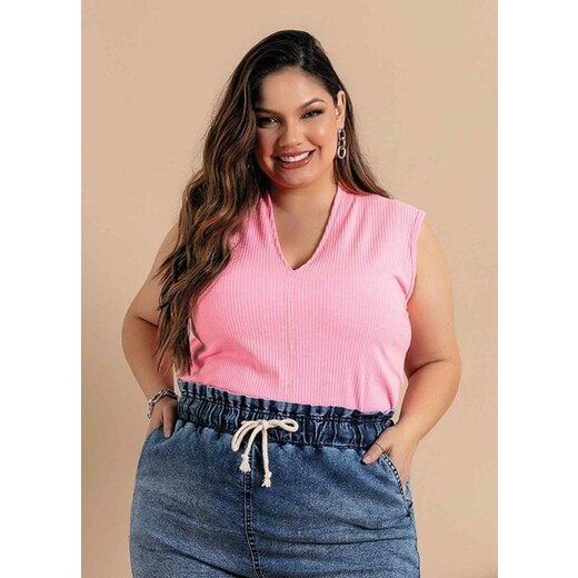 Blusa Plus Size Amarela com Lastex - Mink