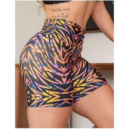 Fitmoda Short para Academia Feminino com Recortes de Tela nas