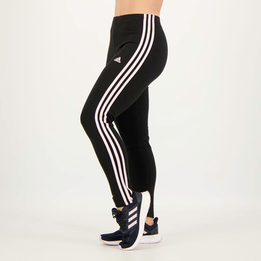 Calça Legging Adidas 3 Stripes Feminina Bege - FutFanatics