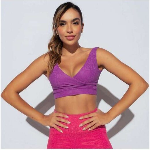 Top Fitness Transpassado Skin Roxo - Honey Be Roxo / Purple 