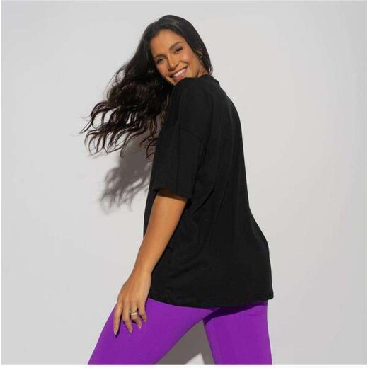 Camisa Fitness Oversized Preta Honey Sports Club - Honey Be Preto