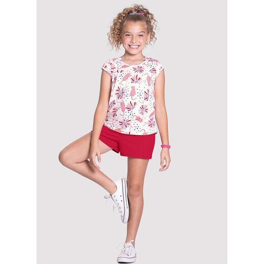 Conjunto Infantil Menina Xadrez com Textura Rosa - Alakazoo