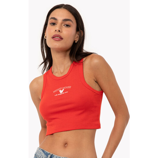 C&A Blusa Feminina Cropped Estampada Mini Print de Folhagem com Zíper de  Argola Manga Bufante Decote Coração Vermelha 