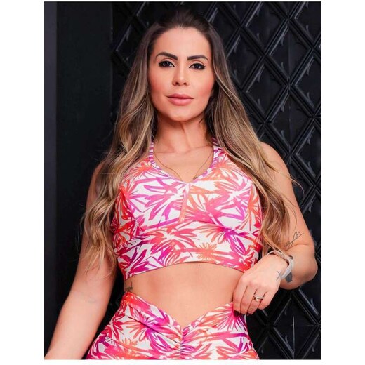 Fitmoda Cropped Estampado para Academia com Bojo Removivel