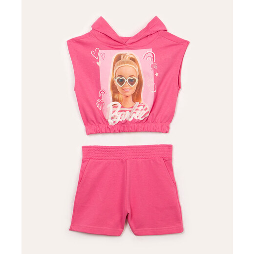 vestido de moletom infantil barbie com paetê e capuz preto - C&A