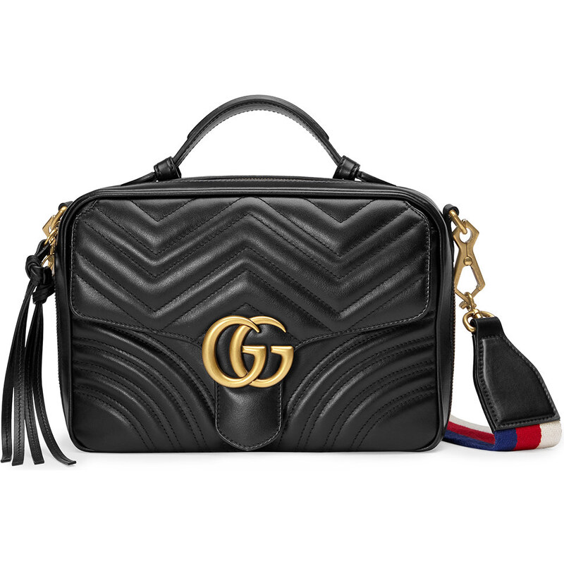 Gucci Bolsa GG Marmont pequena matelassê - Preto - Yu Bolsas