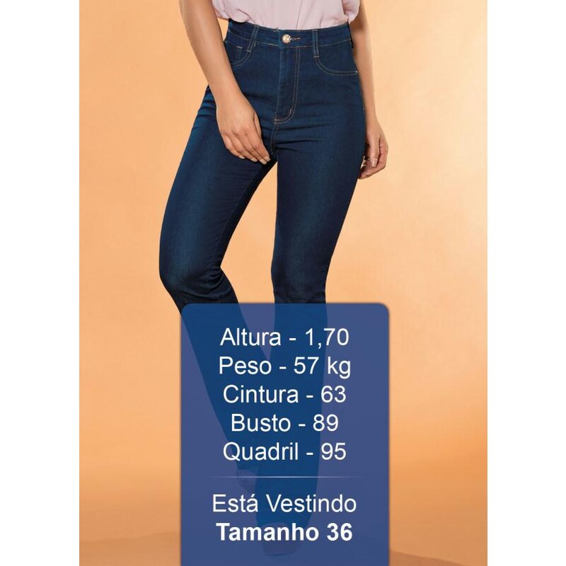 calça skinny jeans lipo push up cintura super alta sawary azul