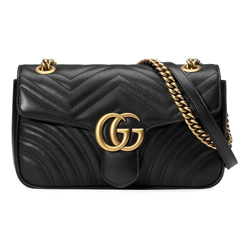 Bolsa Gucci GG Marmont Original Matelasse Minibag de Couro Preto