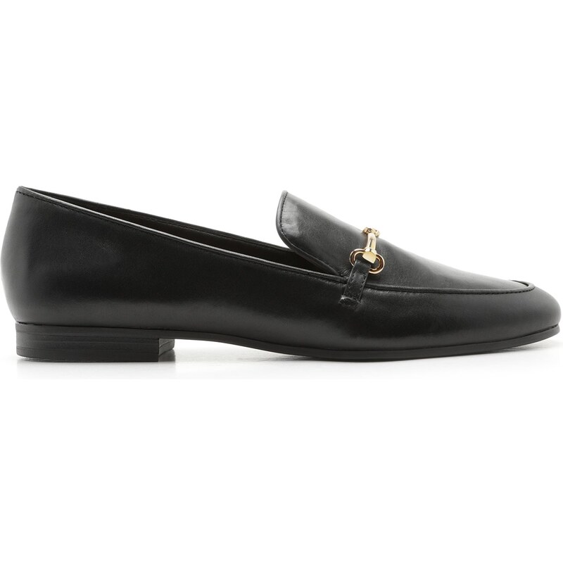 Mocassim Preto Couro Bico Brid o Ferragem Arezzo