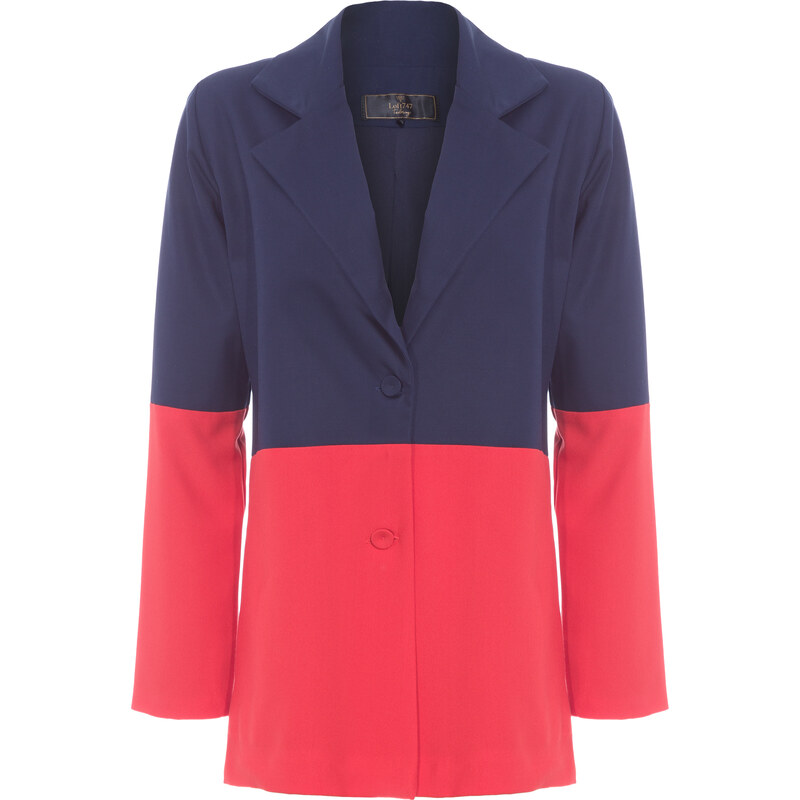 LOFT 747 + JULIA TIBÉRIO Blazer Bicolor - Azul 