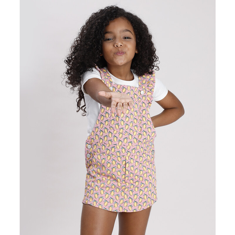 Jardineira short hot sale saia infantil