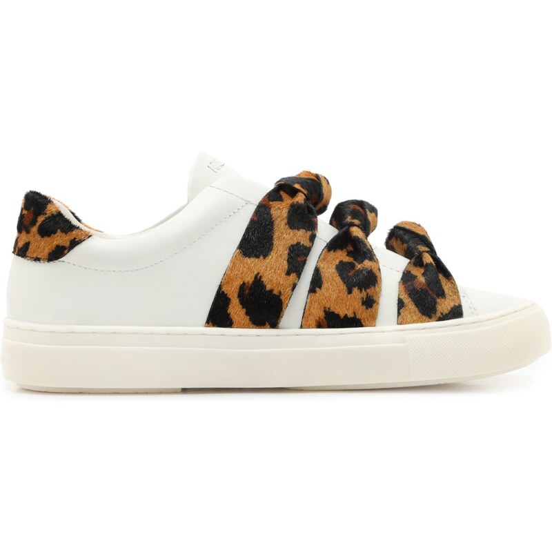 T nis Slip On Branco Couro ZZ Girl N Animal Print Arezzo