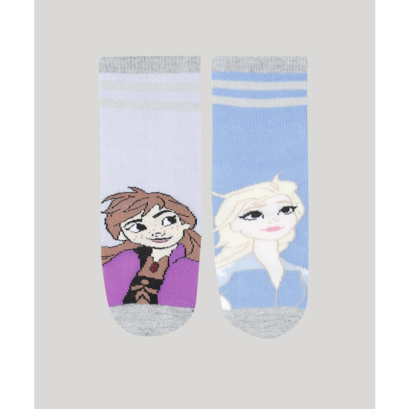 C A Kit de 2 Meias Infantis Cano M dio Elsa e Anna Frozen Multicor