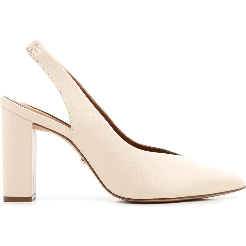 Scarpin Branco Couro Salto Bloco Slingback Arezzo GLAMI .br