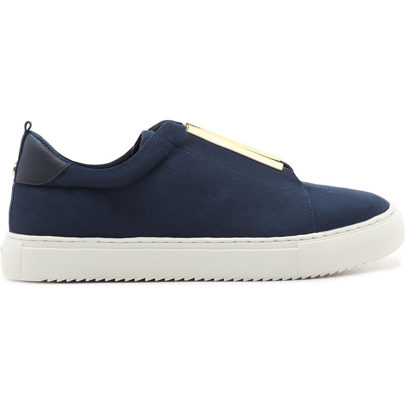 T nis Slip On Azul Marinho Acamur ado Placas Douradas Arezzo