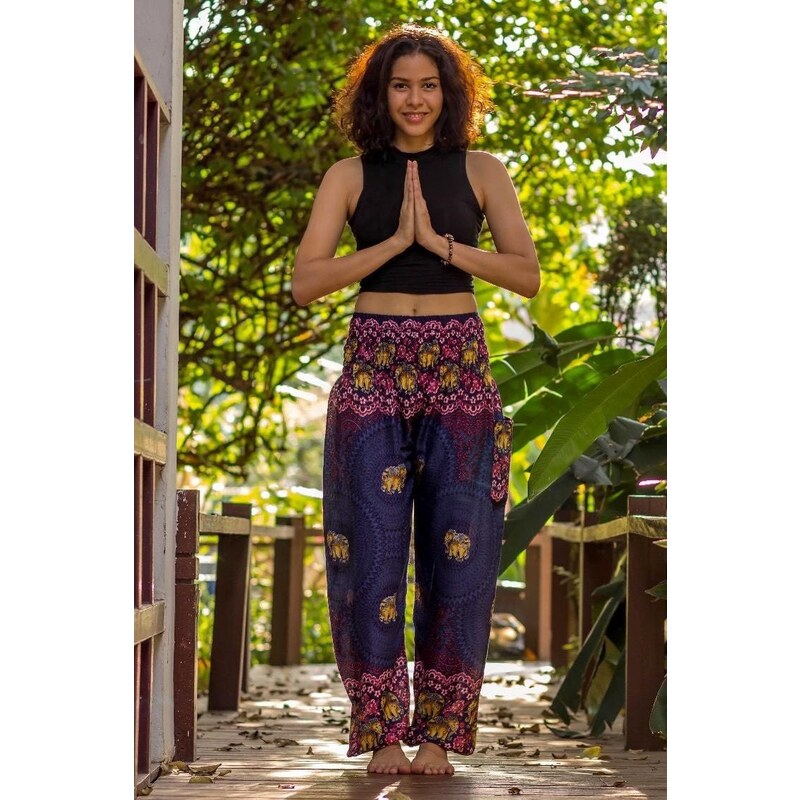 Calça Thai Calça de yoga soltinha roxa em rayon de bambu | CalcaThai.com