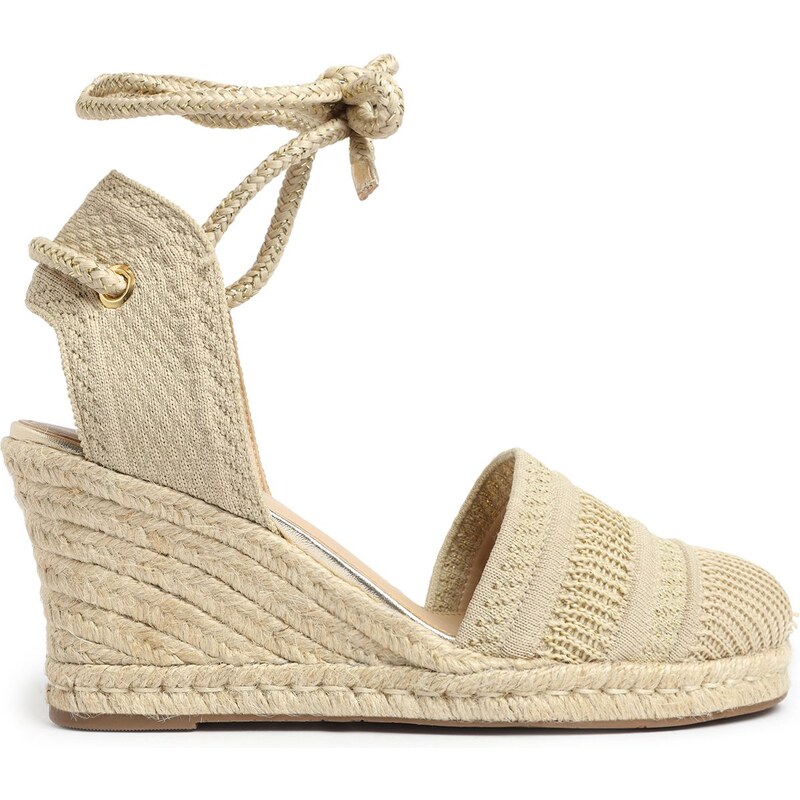 Espadrille Bege Knit Salto Anabela Arezzo GLAMI .br