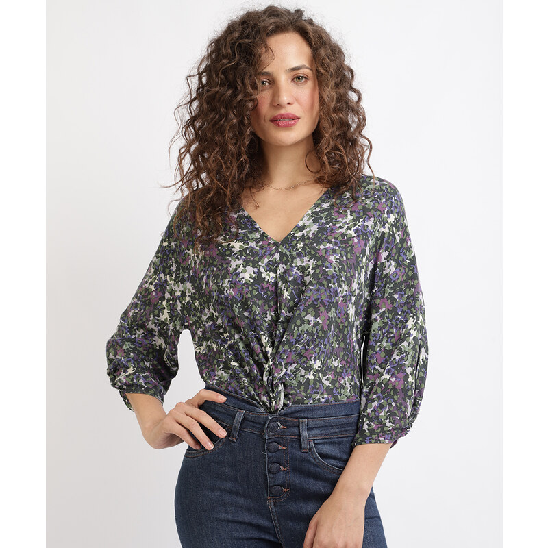 Blusa estampada clearance manga longa