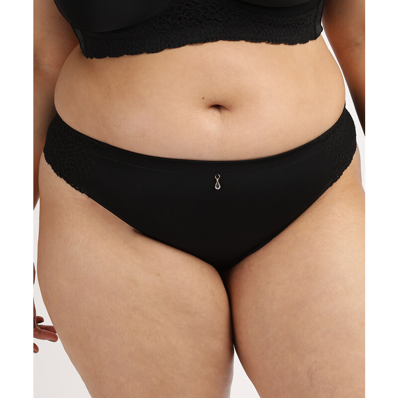 C&A Calcinha Feminina Dilady Plus Size Fio Dental Microfibra Preta 