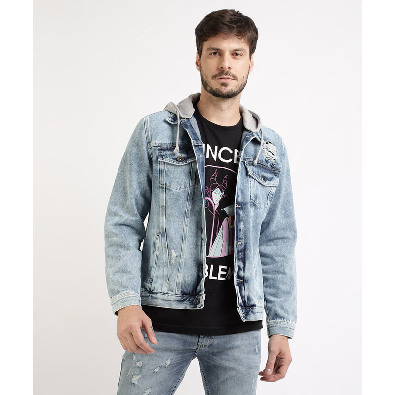 Casaco jeans com store capuz